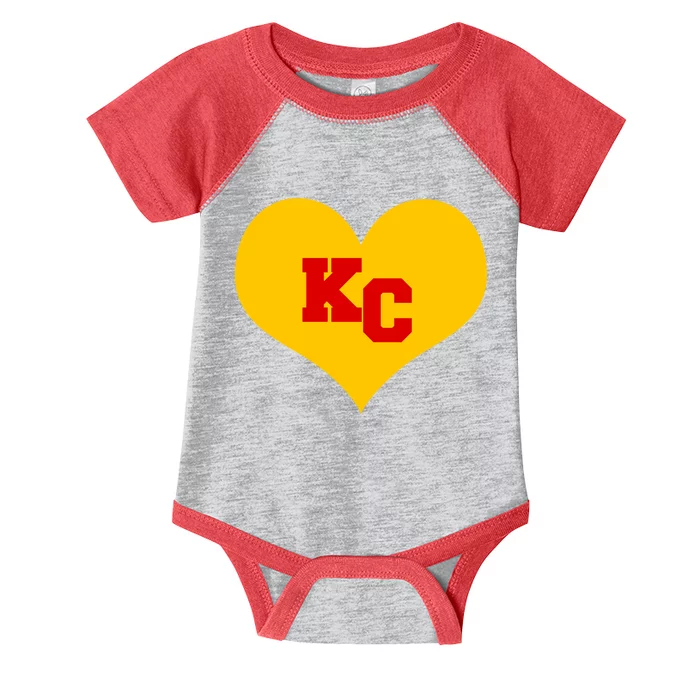 KC Football Heart Kansas City Fan Infant Baby Jersey Bodysuit