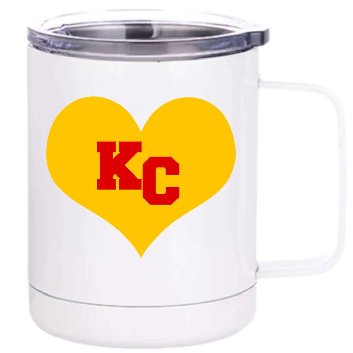 KC Football Heart Kansas City Fan Front & Back 12oz Stainless Steel Tumbler Cup