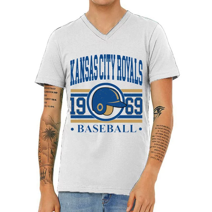 Kansas City 1969 Baseball Team Supporter V-Neck T-Shirt