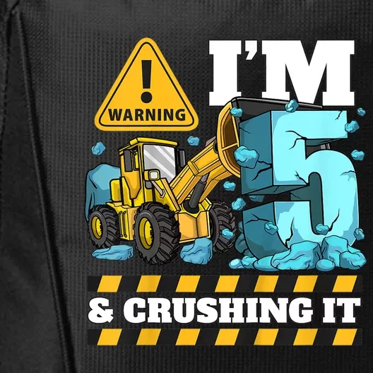 Kids Construction 5th Birthday Boy 5 Bulldozer Digger Truck Cool Gift City Backpack