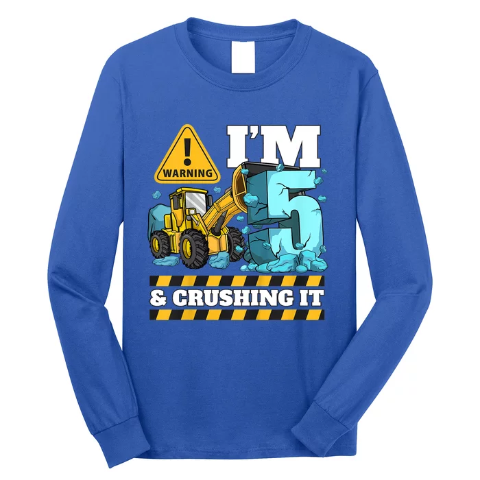 Kids Construction 5th Birthday Boy 5 Bulldozer Digger Truck Cool Gift Long Sleeve Shirt