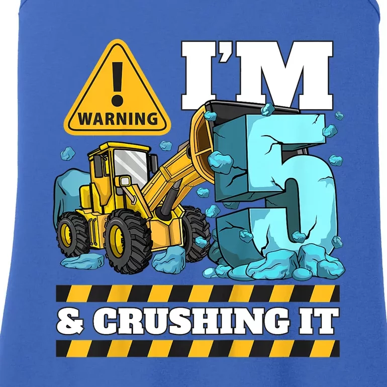 Kids Construction 5th Birthday Boy 5 Bulldozer Digger Truck Cool Gift Ladies Essential Tank