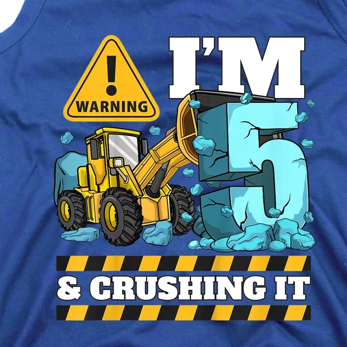 Kids Construction 5th Birthday Boy 5 Bulldozer Digger Truck Cool Gift Tank Top