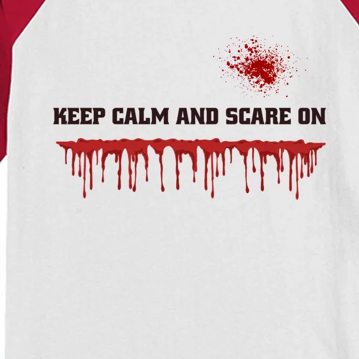 Keep Calm And Scare On Gift Kids Colorblock Raglan Jersey