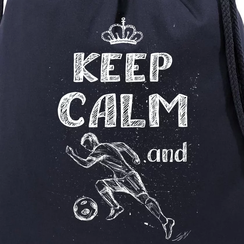 Keep Calm And Play Soccer Drawstring Bag