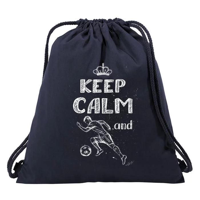 Keep Calm And Play Soccer Drawstring Bag