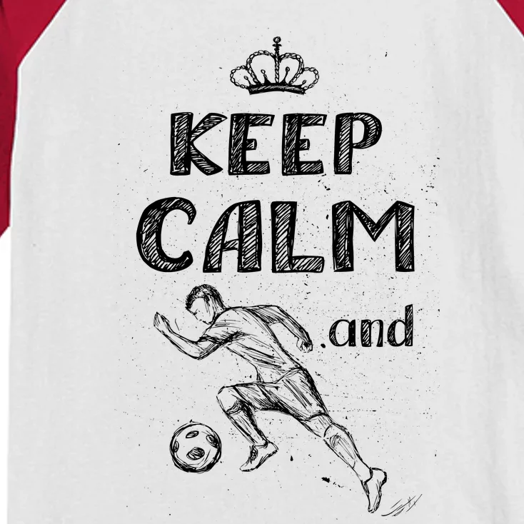 Keep Calm And Play Soccer Kids Colorblock Raglan Jersey