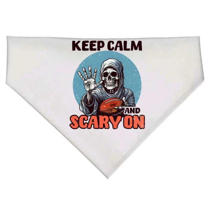 Keep Calm And Scary On Design Football Halloween Cool Gift USA-Made Doggie Bandana