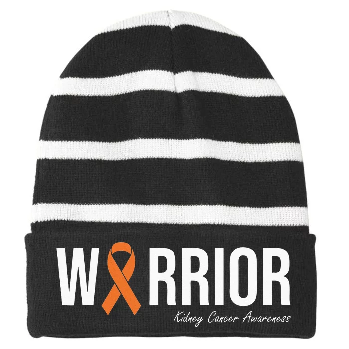 Kidney Cancer Awareness Orange Ribbon Striped Beanie with Solid Band