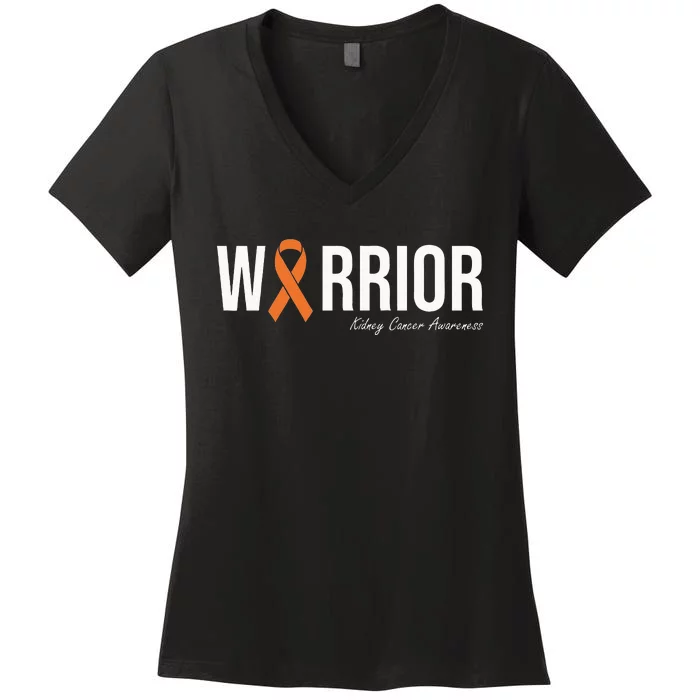 Kidney Cancer Awareness Orange Ribbon Women's V-Neck T-Shirt