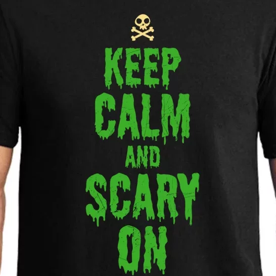 Keep Calm And Scary On Funny Halloween Holiday Design Gift Pajama Set