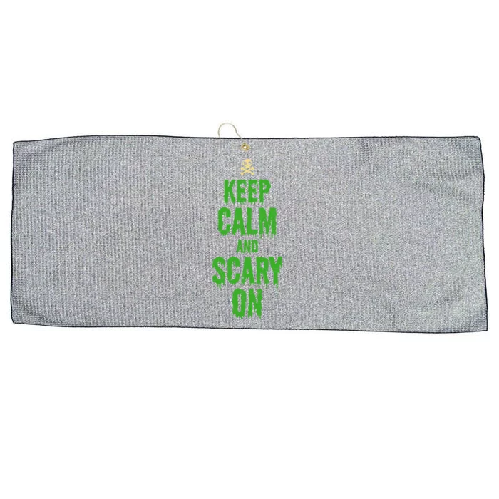 Keep Calm And Scary On Funny Halloween Holiday Design Gift Large Microfiber Waffle Golf Towel