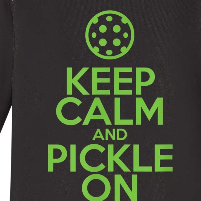 Keep Calm And Pickle On Pickleball TShirt With Pickle Ball Baby Long Sleeve Bodysuit