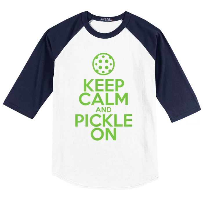 Keep Calm And Pickle On Pickleball TShirt With Pickle Ball Baseball Sleeve Shirt