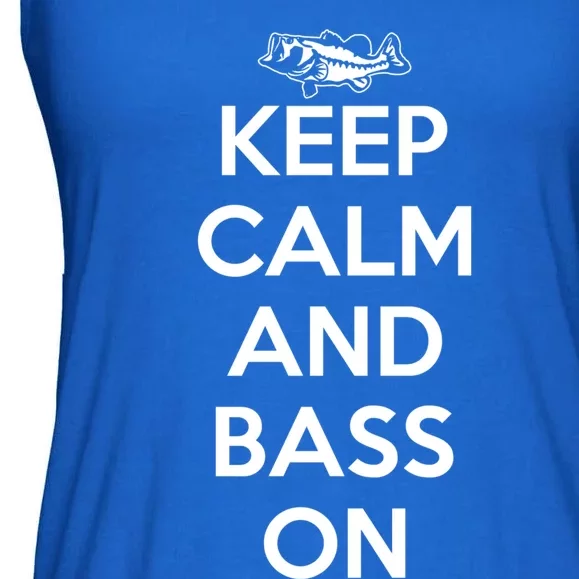 Keep Calm And Bass On Bass Fishing Gift Ladies Essential Flowy Tank