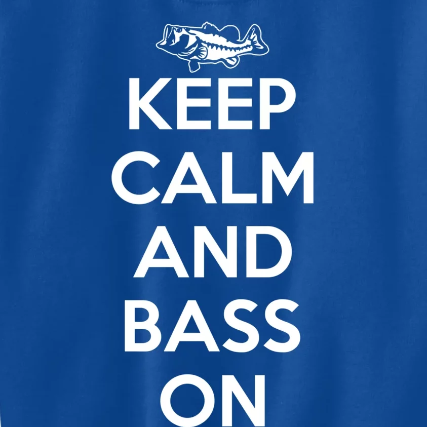 Keep Calm And Bass On Bass Fishing Gift Kids Sweatshirt