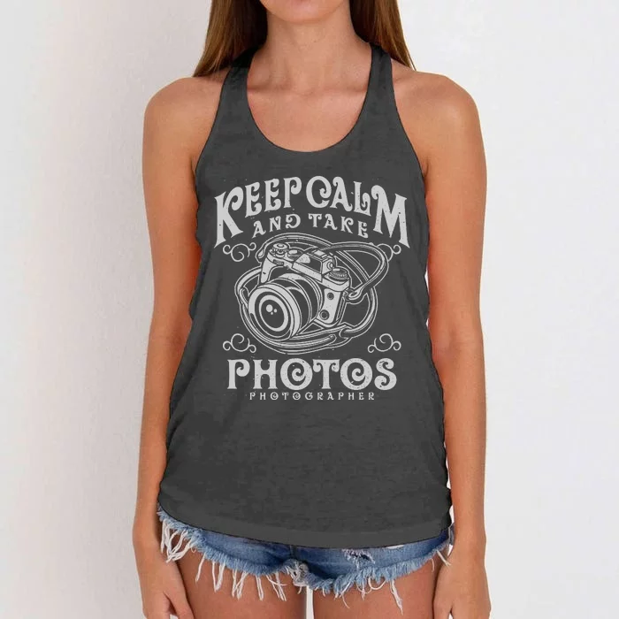 Keep Calm And Take Photos Women's Knotted Racerback Tank