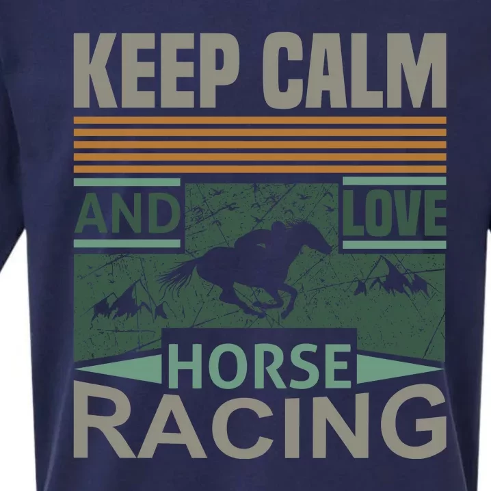 Keep Calm And Love Horse Racing Sueded Cloud Jersey T-Shirt