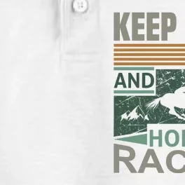 Keep Calm And Love Horse Racing Dry Zone Grid Performance Polo