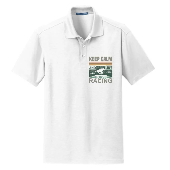 Keep Calm And Love Horse Racing Dry Zone Grid Performance Polo