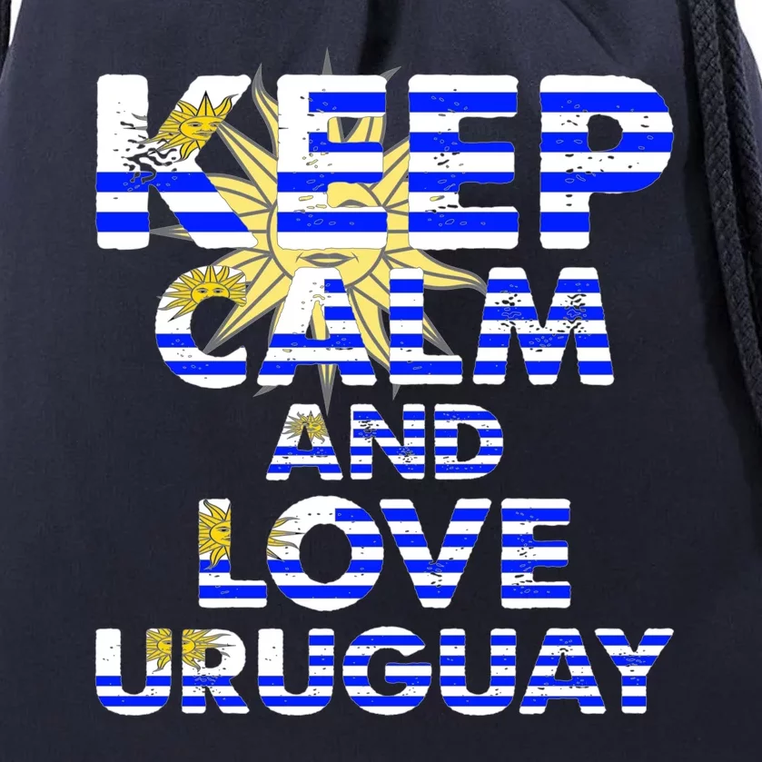 Keep Calm And Love Uruguay Drawstring Bag