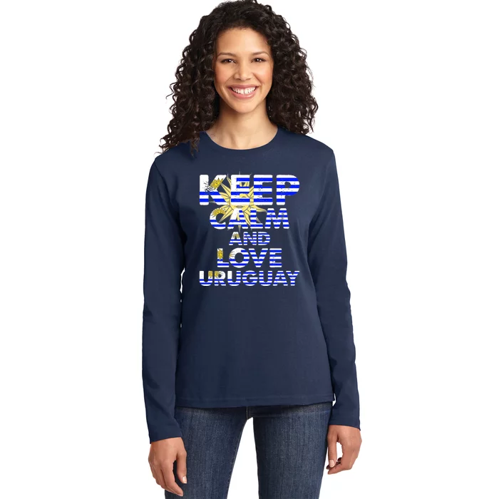 Keep Calm And Love Uruguay Ladies Long Sleeve Shirt