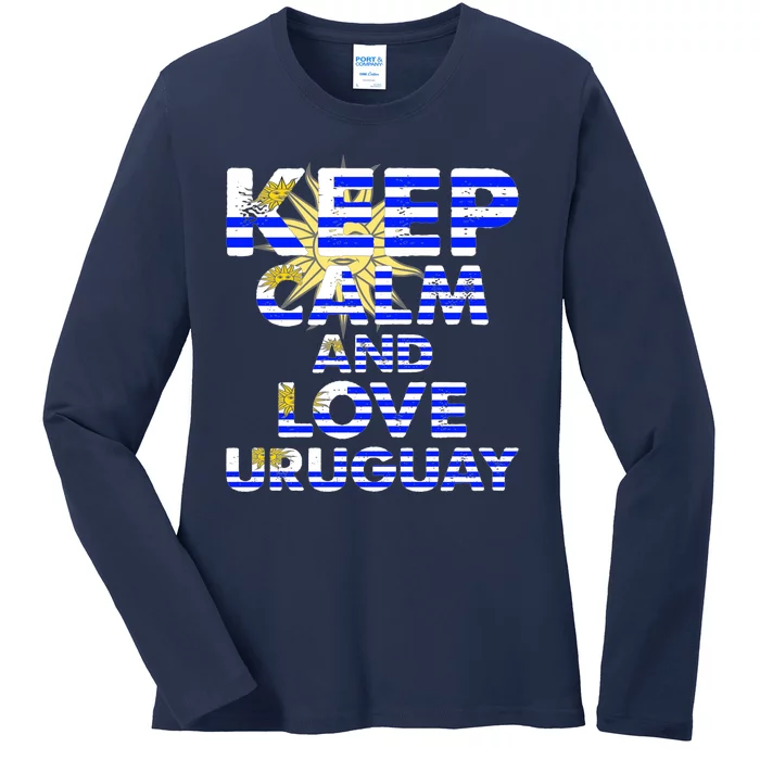 Keep Calm And Love Uruguay Ladies Long Sleeve Shirt