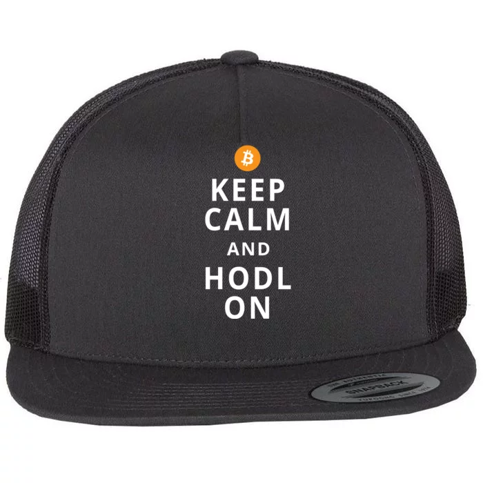 Keep Cam And Hodl On Bitcoin Flat Bill Trucker Hat