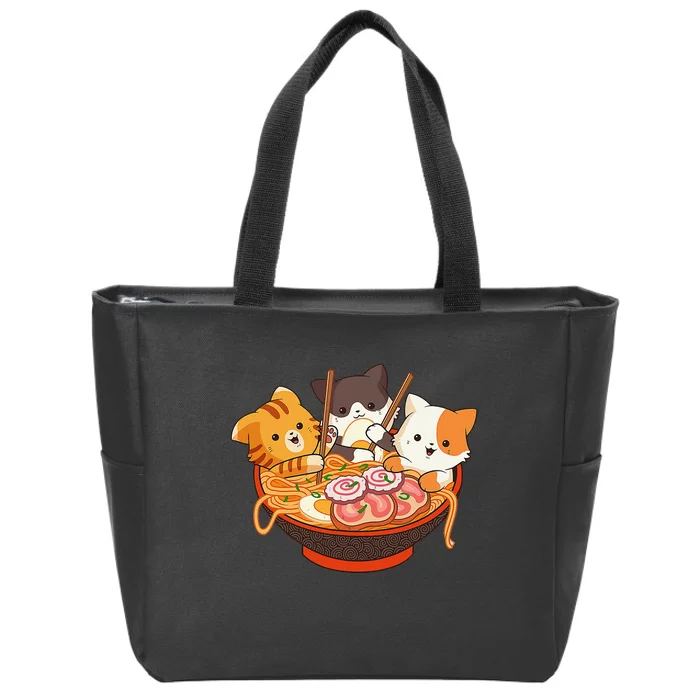 Kawaii Cute Anime Cats Otaku Japanese Ra Noodles Gift Zip Tote Bag