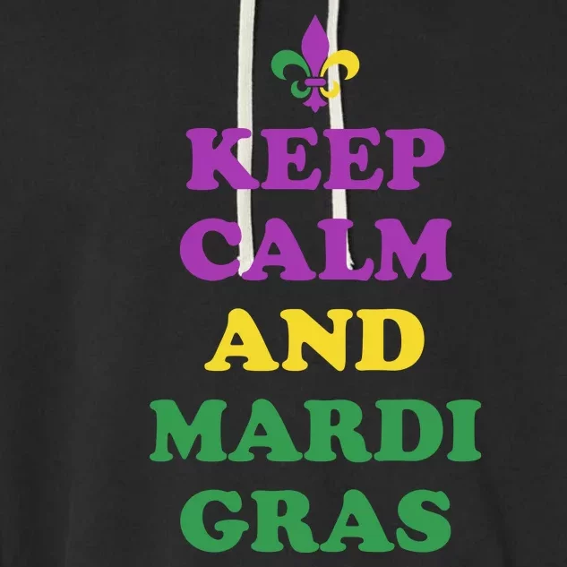 Keep Calm And Mardi Gras Festive Garment-Dyed Fleece Hoodie