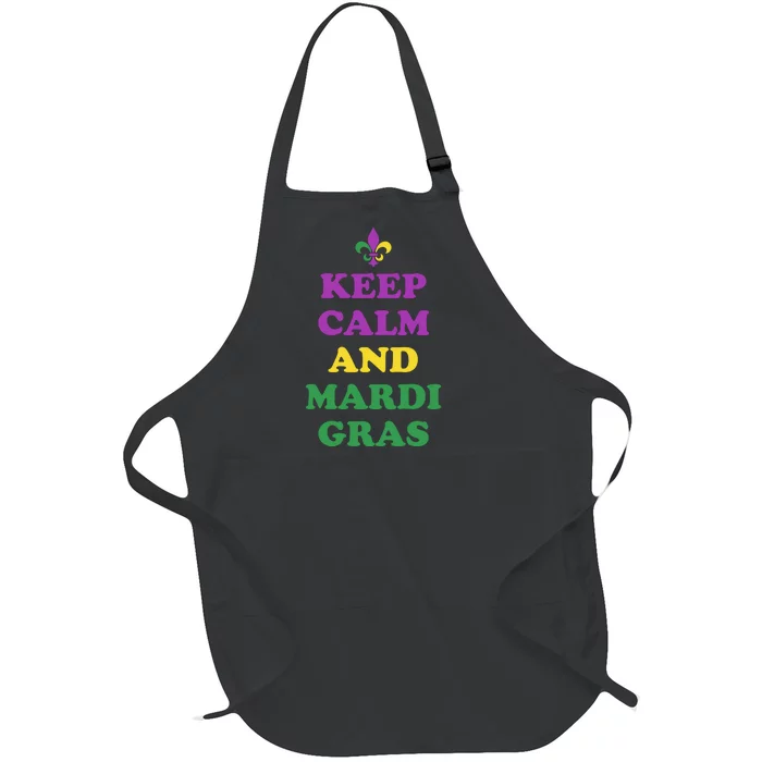 Keep Calm And Mardi Gras Festive Full-Length Apron With Pocket