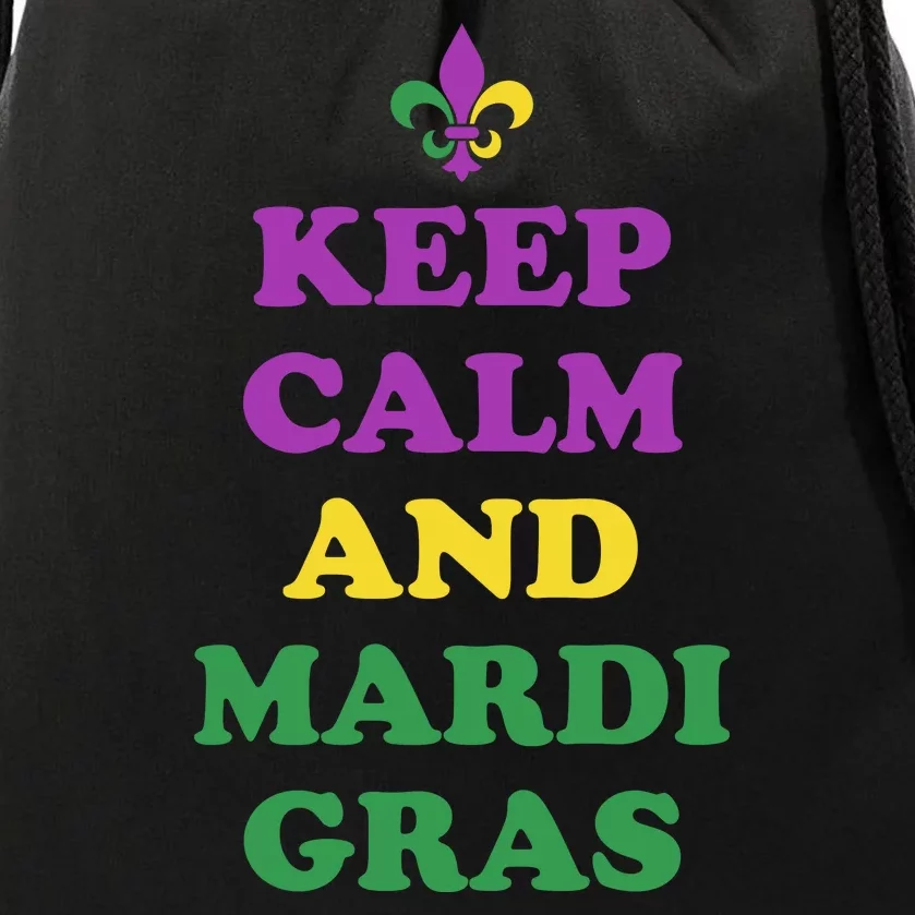 Keep Calm And Mardi Gras Festive Drawstring Bag