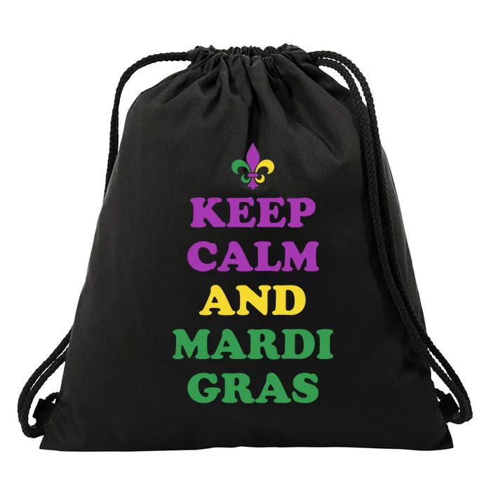 Keep Calm And Mardi Gras Festive Drawstring Bag