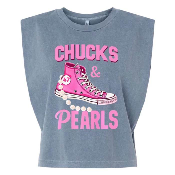 Kamala Chucks And Pearls Harris Walz 2024 Election Garment-Dyed Women's Muscle Tee