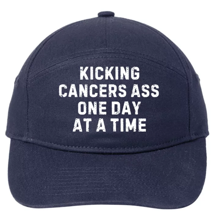 Kicking Cancers Ass One Day At A Time Colorectal Cancer Cool Gift 7-Panel Snapback Hat