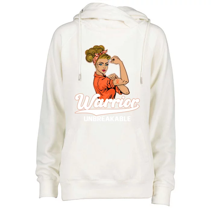 Kidney Cancer Awareness Warrior Unbreakable Survivors Girls Gift Womens Funnel Neck Pullover Hood