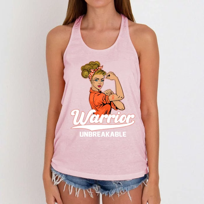 Kidney Cancer Awareness Warrior Unbreakable Survivors Girls Gift Women's Knotted Racerback Tank