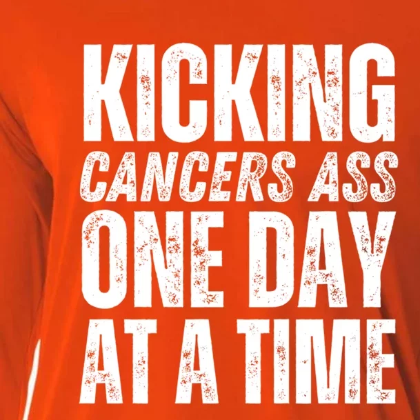 Kicking CancerS Ass One Day At A Time Anti Cancer Funny Funny Gift Cooling Performance Long Sleeve Crew