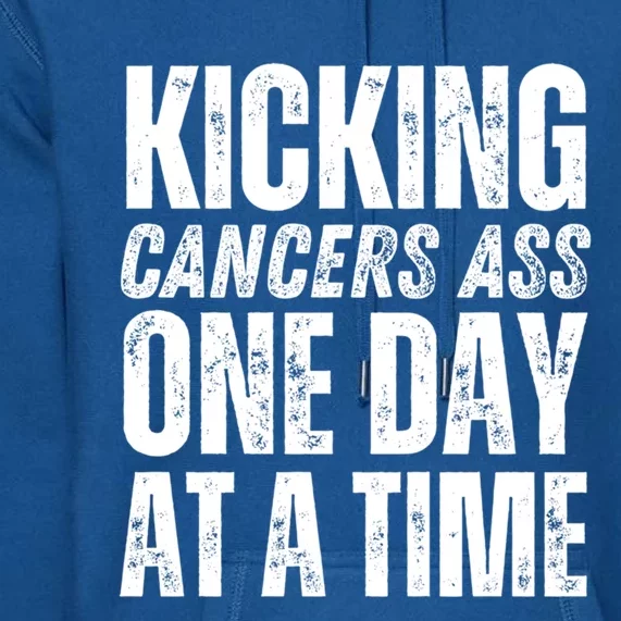 Kicking CancerS Ass One Day At A Time Anti Cancer Funny Funny Gift Premium Hoodie