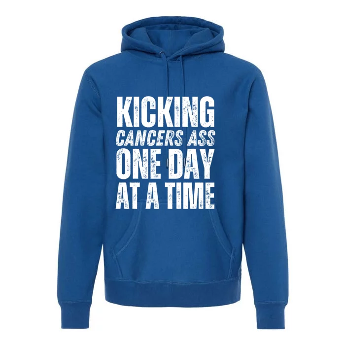 Kicking CancerS Ass One Day At A Time Anti Cancer Funny Funny Gift Premium Hoodie