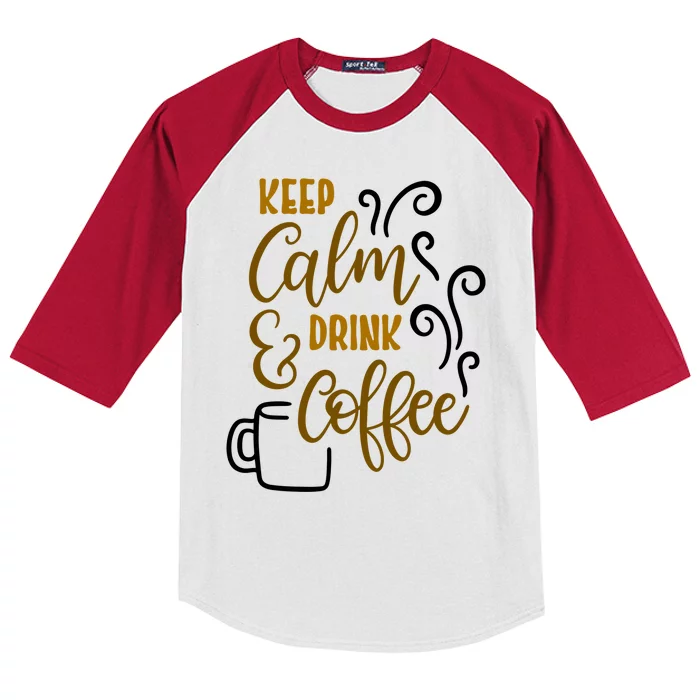 Keep Calm And Drink Coffee Kids Colorblock Raglan Jersey