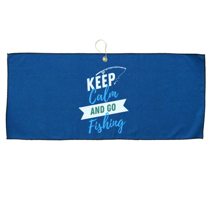 Keep Calm And Go Fishing Large Microfiber Waffle Golf Towel