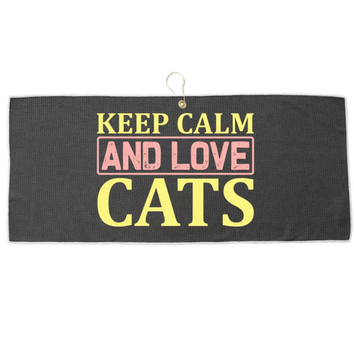 Keep Calm And Love Cats Large Microfiber Waffle Golf Towel