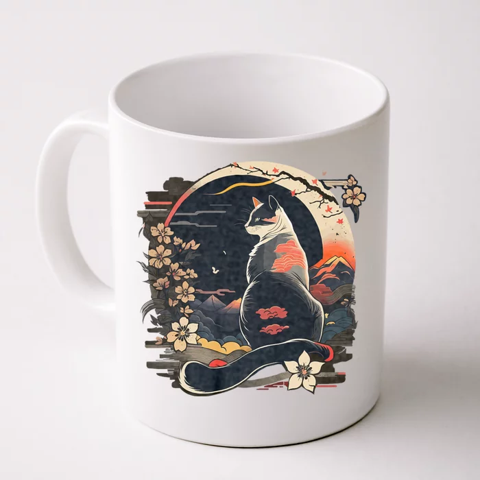 Kawaii Cat Anime Japanese Retro Funny Cat Front & Back Coffee Mug