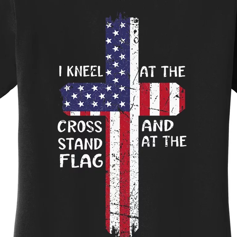 Kneel Cross At The Cross Memorial Day Never Forget Veteran Women's T-Shirt