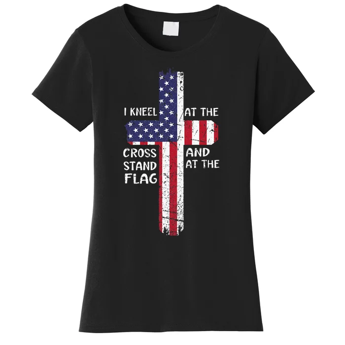 Kneel Cross At The Cross Memorial Day Never Forget Veteran Women's T-Shirt