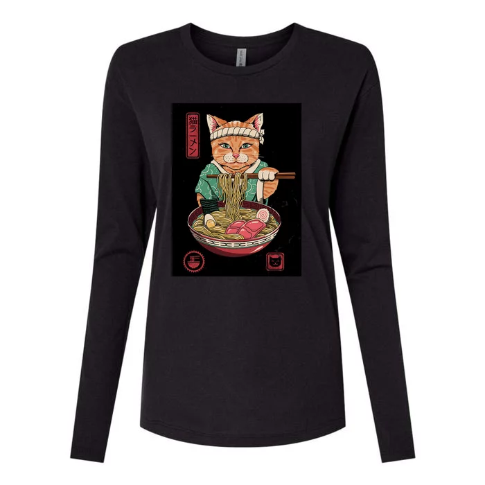 Kawaii Cat Anime Womens Cotton Relaxed Long Sleeve T-Shirt