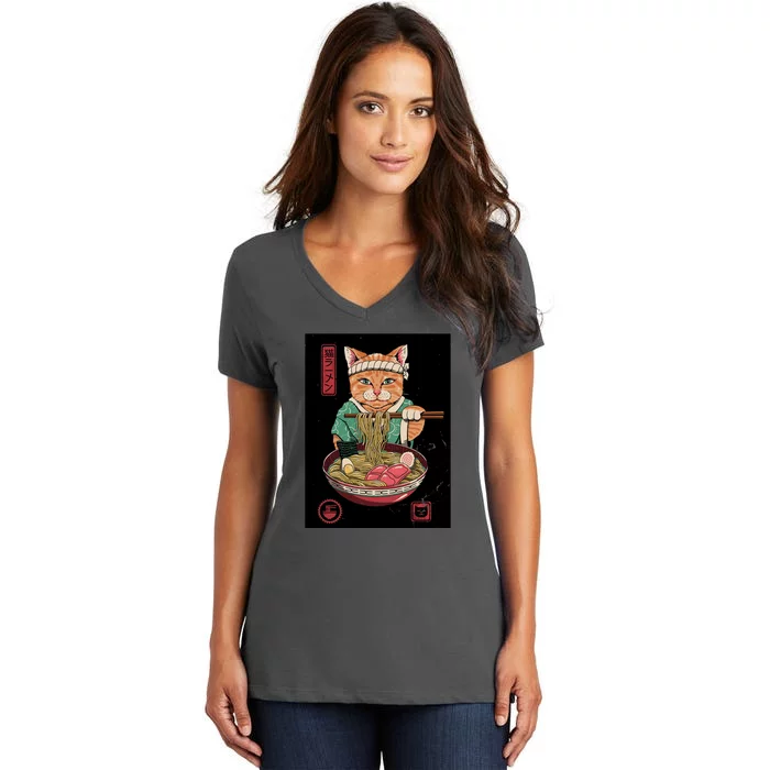 Kawaii Cat Anime Women's V-Neck T-Shirt