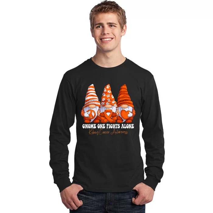 Kidney Cancer Awareness Month Orange Ribbon Gnomies Support Tall Long Sleeve T-Shirt