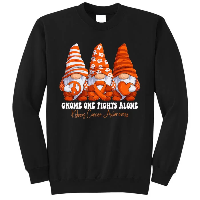 Kidney Cancer Awareness Month Orange Ribbon Gnomies Support Tall Sweatshirt